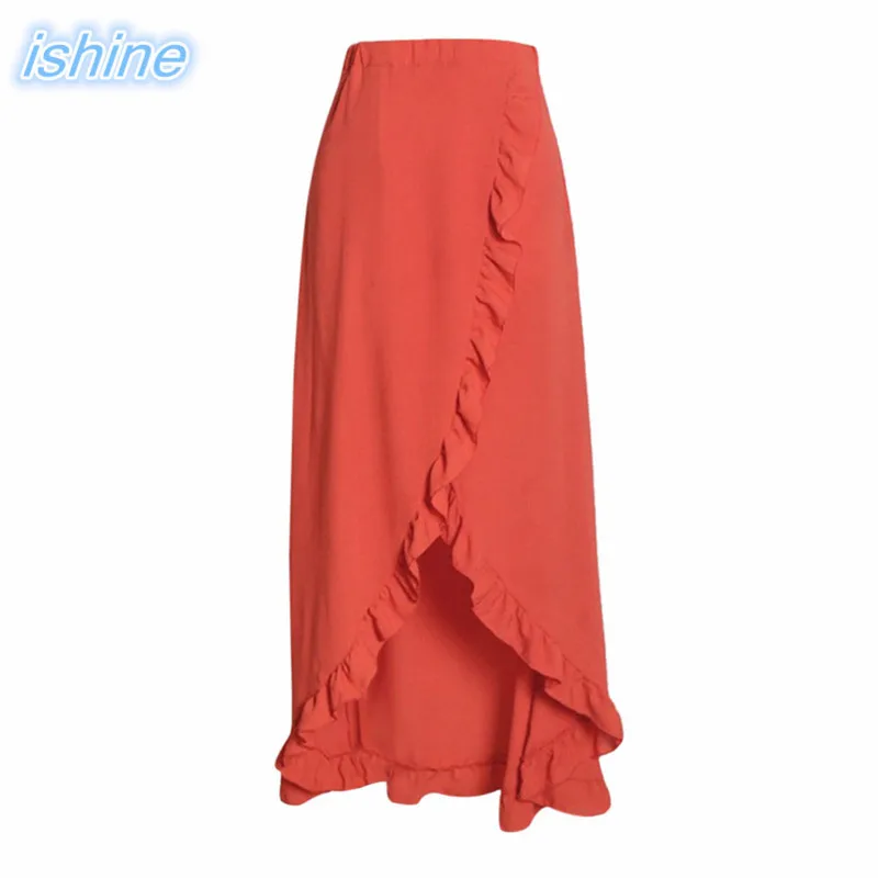 

Women White Irregular Long Skirt 2018 Summer Boho Chiffon Slit Wrap Maxi Skirt Girl Beach Waist Skirts Female Free Shipping