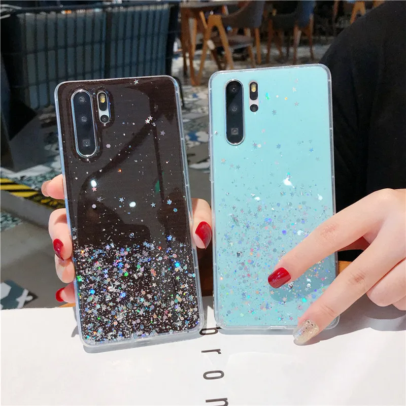 Блестками Мягкий Прозрачный чехол для huawei P10 P20 P30 Lite Коврики 20 Pro PSmart плюс Honor 10 20 Lite V10 V20 Nova 3 3i 4