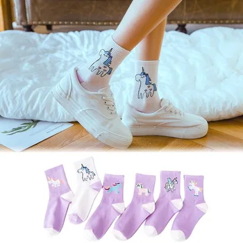 

Sexy Fall Women Cotton Unicorn Socks Cartoon Animals Popular Funny Socks Printed cartoon unicorn pattern Art Happy Socks