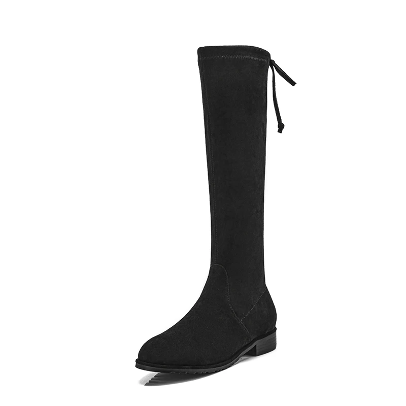 Up Stiefel Lace Quadratische Runde Cr1455 Kappe Med Schwarz Schuhe Starke Winter Black brown gray Heels Mode Frauen Enmayer Flock Kniehohe 6xnwqBROSE