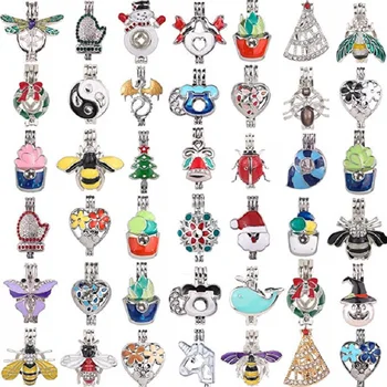 

HENGSHENG 20 Pieces Enamel Pearl Bead Cages Locket Pendant/Essential Oil Scent Diffuser Pendant Jewelry Making Supplies 2018
