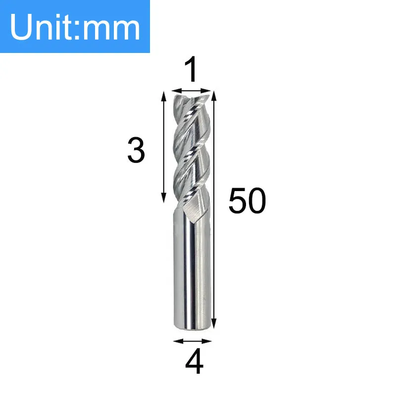 Фрезы сплава вольфрамовое покрытие Сталь инструмент для Алюминий металла совместимые с ЧПУ 3 Флейта лезвие фрезы HRC 50 Топ фрезы - Длина режущей кромки: L01301
