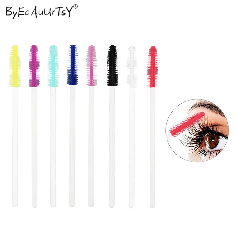 

200pcs Disposable Silicone Eyelash Brushes Comb Mascara Wands Eye Lashes Extension Individual Applicator Eye Beauty Makeup Tools