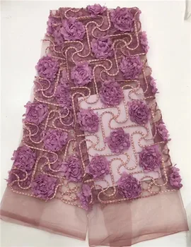 

Graceful evening dress 3D flower French lace material fashion net lace fabric PDN488(5yards/lot)