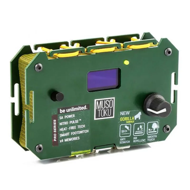 

Musotoku Tattoo Power Supply with Jack Clip Cord NITRO Startup Pulse Configurable Power Supply for Tattoo Machines Black/Green