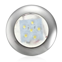 2835 SMD 12V 6 LED Marine Yacht Boat Round Lamp Stainless Steel Transom Lighting Blue/White Dome Light
