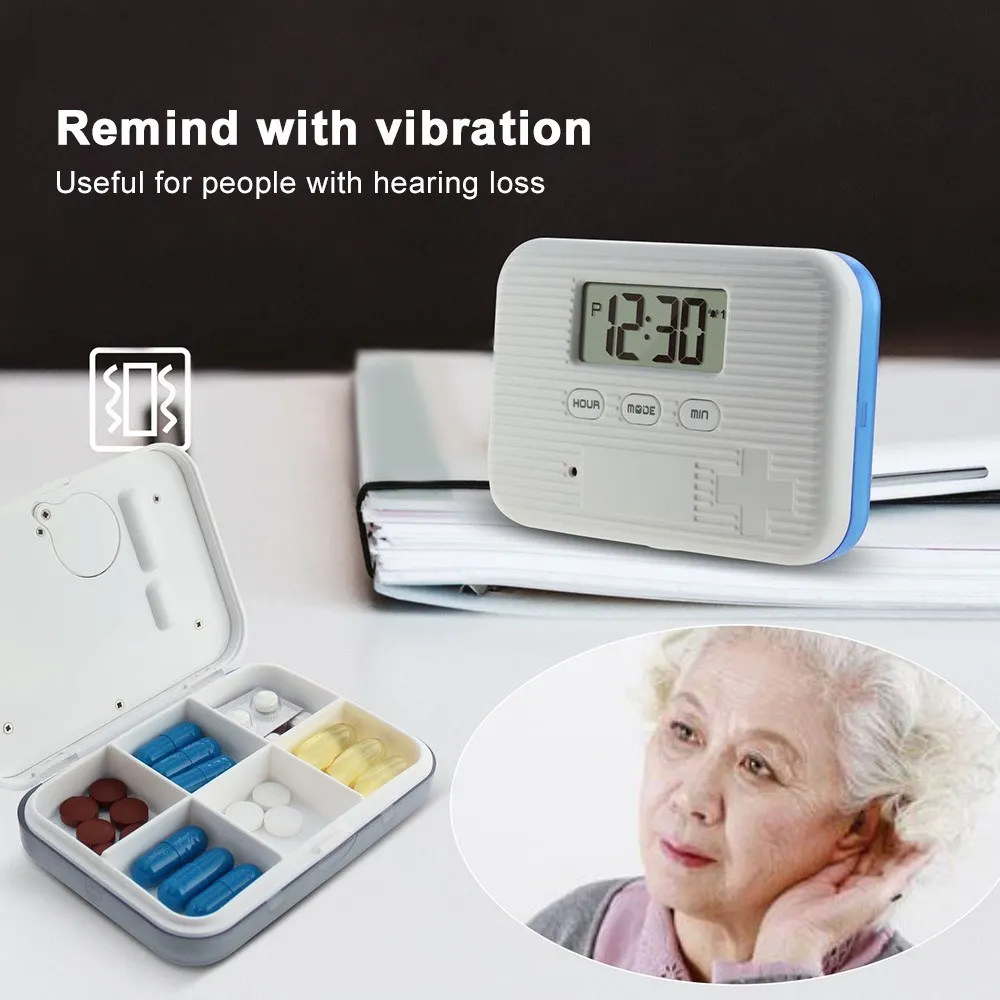 

Dust-proof Separated Pill Organizer Pill Box Case Electronic Timer Alarm Clock Reminder Medicine Storage Dispenser