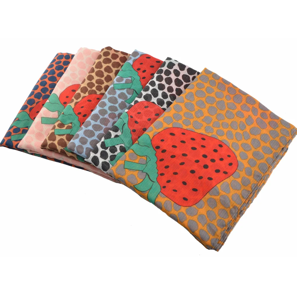 Echarpe feminino,polka dot cotton beach scarf wrap,strawberry print scarf shawl,Muslim hijab,foulard femme,bohemian stole