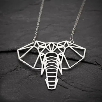 

Elephant necklace, origami elephant animal pendant, geometric necklace, elephant silver necklace, unique necklace free ship