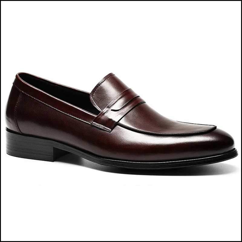 Простая дизайнерская мужская повседневная обувь без застежки с круглым носком мужские офисные лоферы из натуральной кожи Удобные мужские туфли DM142