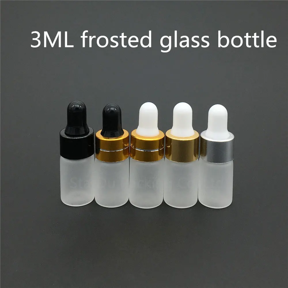 

100pcs 3ML Transparent Frosted Glass Dropper Bottle, 3cc Mini Glass Vial With Pipette Dropper