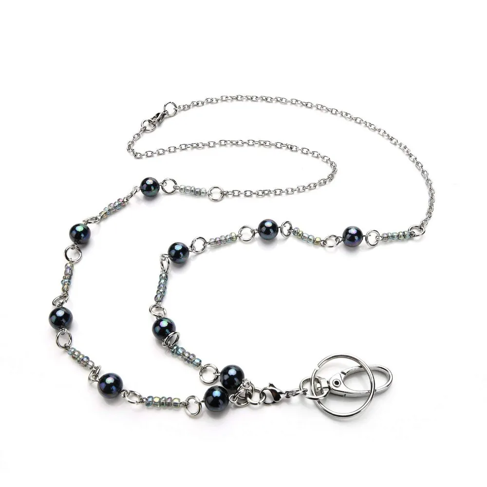 Fashion Lanyard Women's Chain ID Badge Holder Necklace With Green