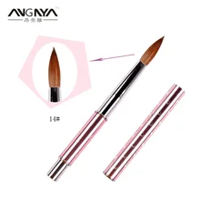 Angnya novo 1 pçs #2 #4 #6 #8 #10 #12 #14 #16 #18 #20 #22 kolinsky sable escova de acrílico escova de arte do prego com diamante cristal acrílico salão de beleza