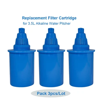 

3-Pack Blue Alkaline Ionized Jug Filter Replacement Cartridge for 3.5 Litres Alkaline Water Filter Pitcher Blue Water Jug