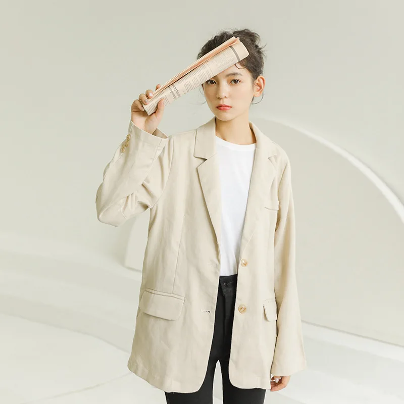 

Casual Solid Office Ladies Blazer Fashion Notched Women Jacket Full Sleeve Long Blazer Feminino