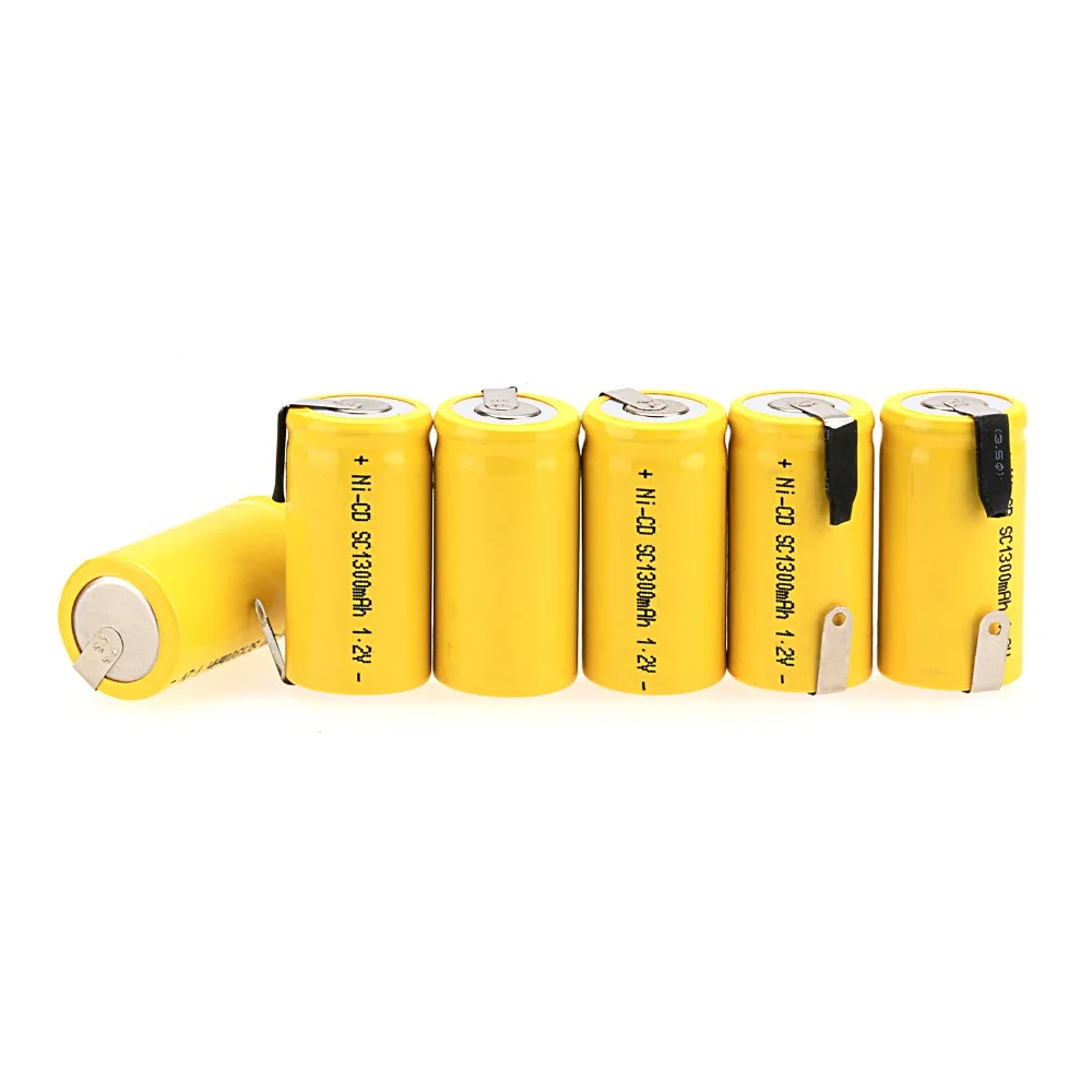 Горячая в России! 18 шт. Sub C SC 1,2 V 1300 mAh Ni-Cd nicd, перезаряжаемый аккумулятор 4,25*2,2 см