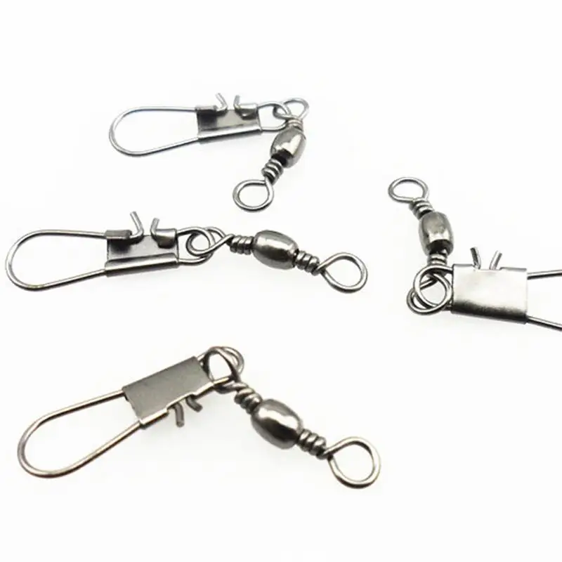 

50PCS Interlock Snap Ball Bearing Swivel Rolling Solid Rings Fishing Connector #8 3.5CM Length Ocean Boat Fishing Hooks