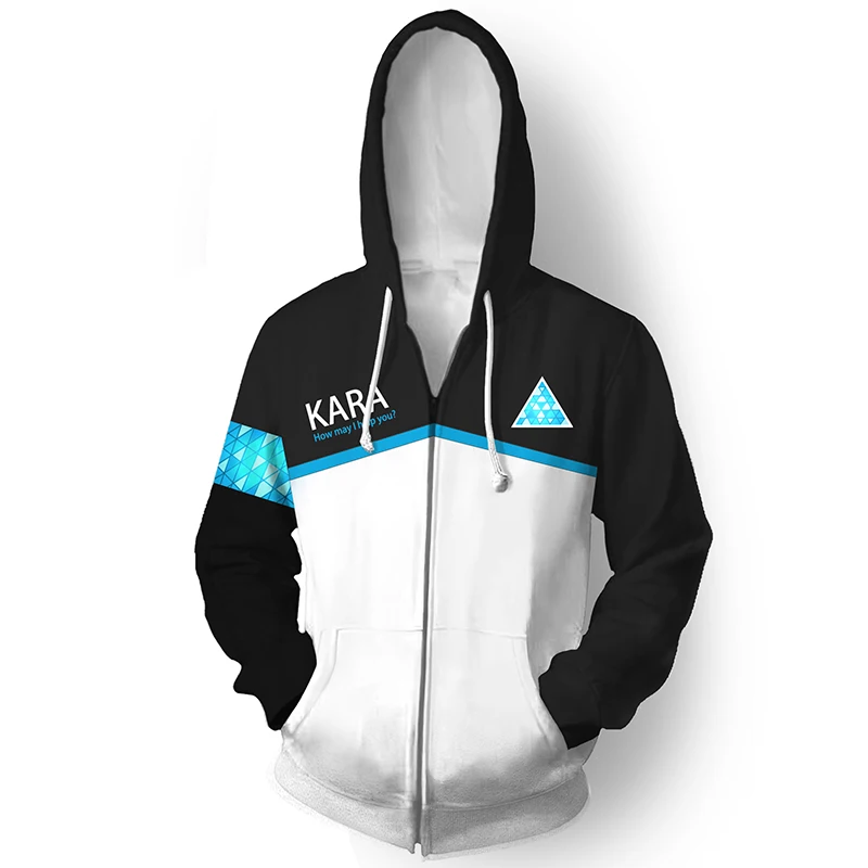 Goedkoop 3D Gedrukt Hoodie Game Detroit Geworden Menselijk RK800 Connor Cosplay Zip Up Hooded Unisex Jas Sweater Hoody Streatwear Jas