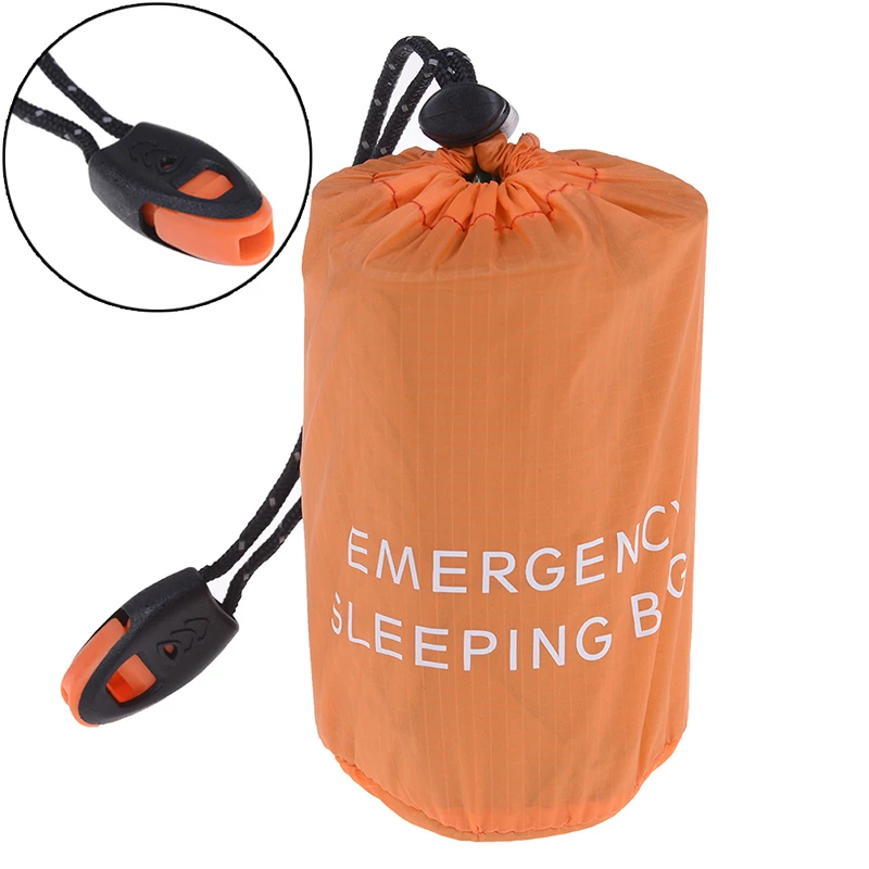 

Reusable Emergency Sleeping Bag Waterproof Survival Camping Travel Bag & Whistle for Travel Camping Hot