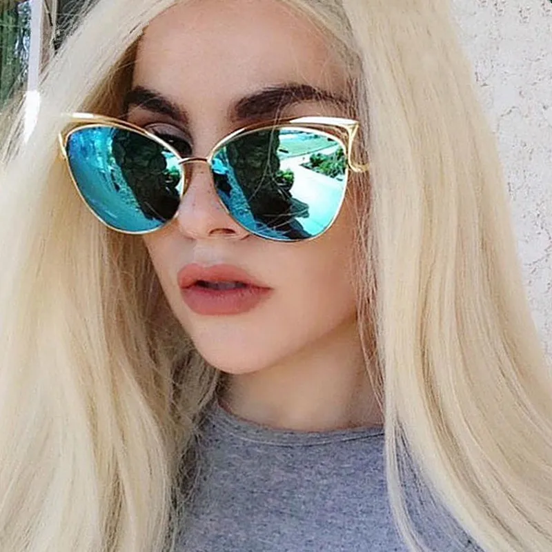 Luxury High Quality Cat Eye Sunglasses Women Brand Designer Vintage Sun Glasses For Women Female Lady Sunglass Mirror Oculos New (14)