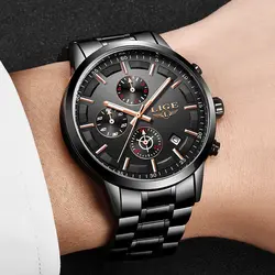 Reloj Hombre lige мужские часы лучший бренд класса люкс Хронограф Мужские спортивные часы кварцевые часы Нержавеющая сталь водонепроницаемые