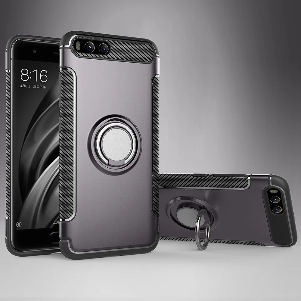 AXBETY для xiaomi mi6 чехол s многофункциональный комбинированный Броня с магнитным кольцом защитный чехол для xiaomi mi 6 Чехол - Цвет: Gray