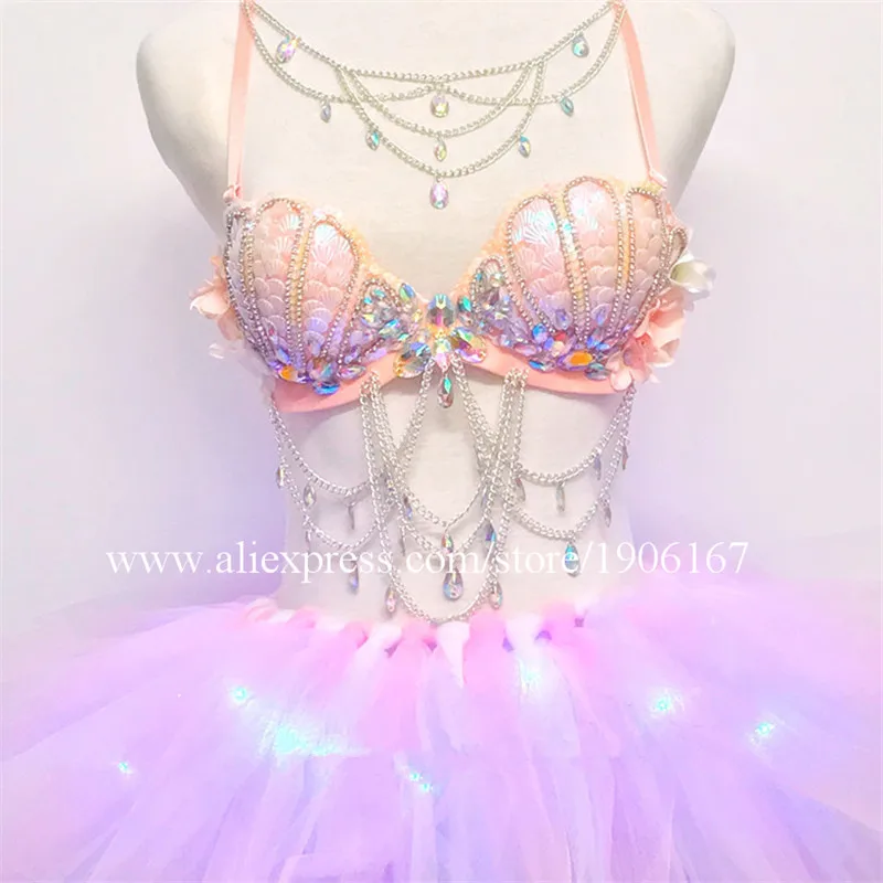New Led Flashing Light Up Sexy Lady DS Dress Suit Costume Dance Wear Women LED Luminous