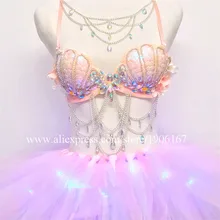 Новый светодиодный мигающий свет Sexy Lady DS платье костюм Одежда для танцев Для женщин светодиодный световой эффективности Костюмы