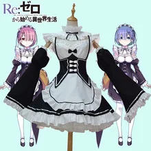 Nueva ram/rem cosplay re: cero isekai kara hajimeru seikatsu vida nueva en a otro mundo kawaii hermanas traje de sirvienta dress