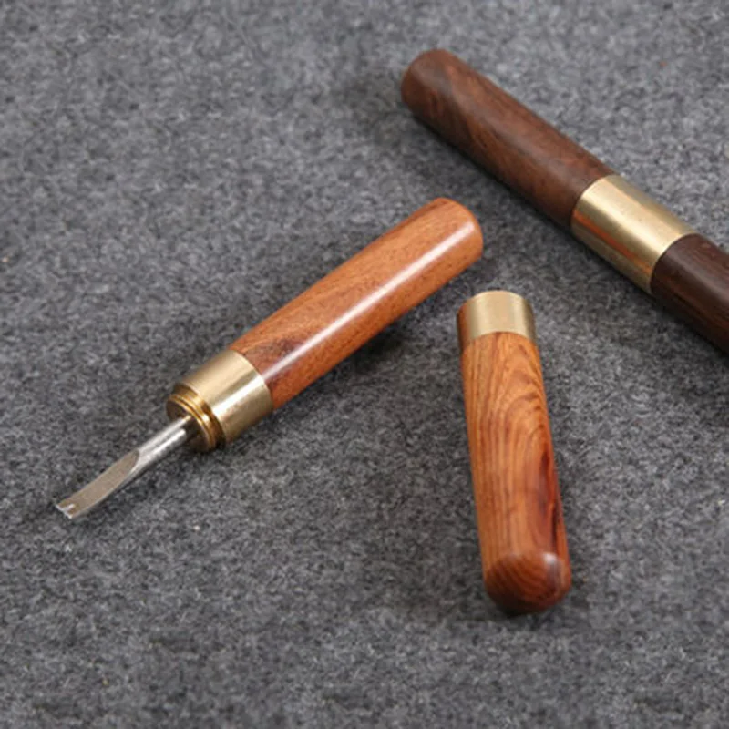

1Pcs Leather Craft Cut Leather Knife DIY Groover Edge DIY leather tools wood handle leather edge Cutter skiving tool 0.8mm~2mm