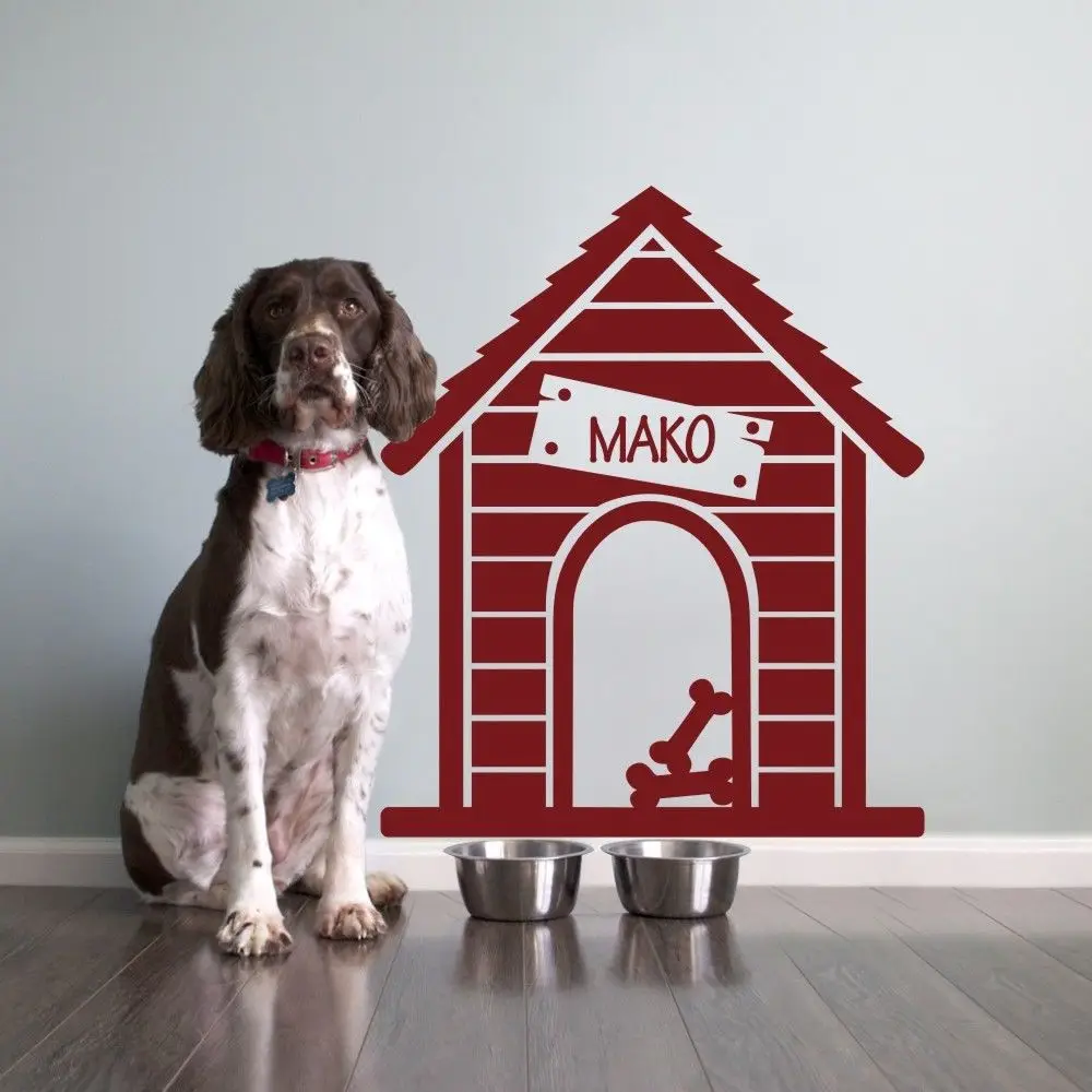 Animaux De Compagnie Chien Maison Sticker Mural Animal Personnalise Nom Citation Amour Decor Idee 26inx22in Aliexpress