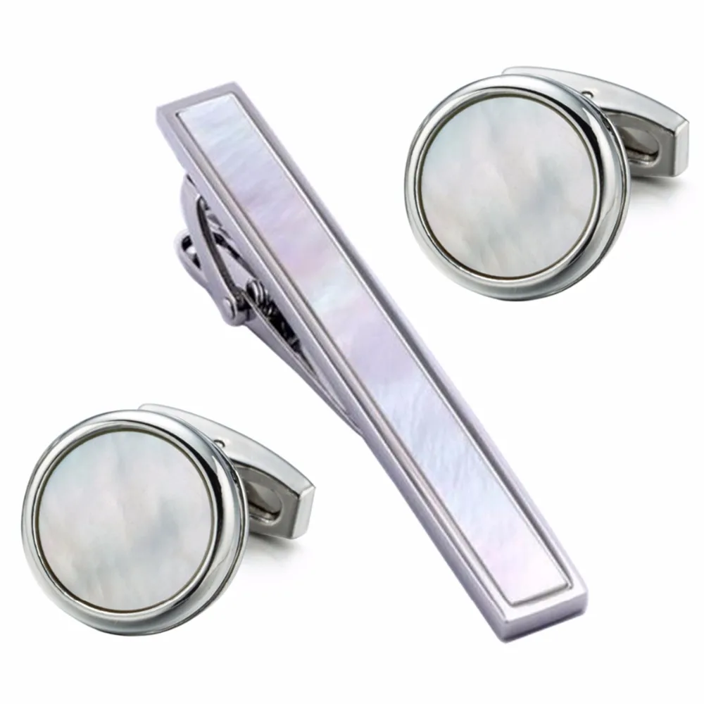 

VAGULA New Style Fashion Seashell Cufflink Set Square Silver- color Men's Cuff link Set French Shirt Cufflink 12