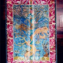 2,7 'x4' небесно-голубое дерево и олень дизайн ручной переплетения Шелковый ковер Турция Дизайн Шелковый ковер с восточным рисунком