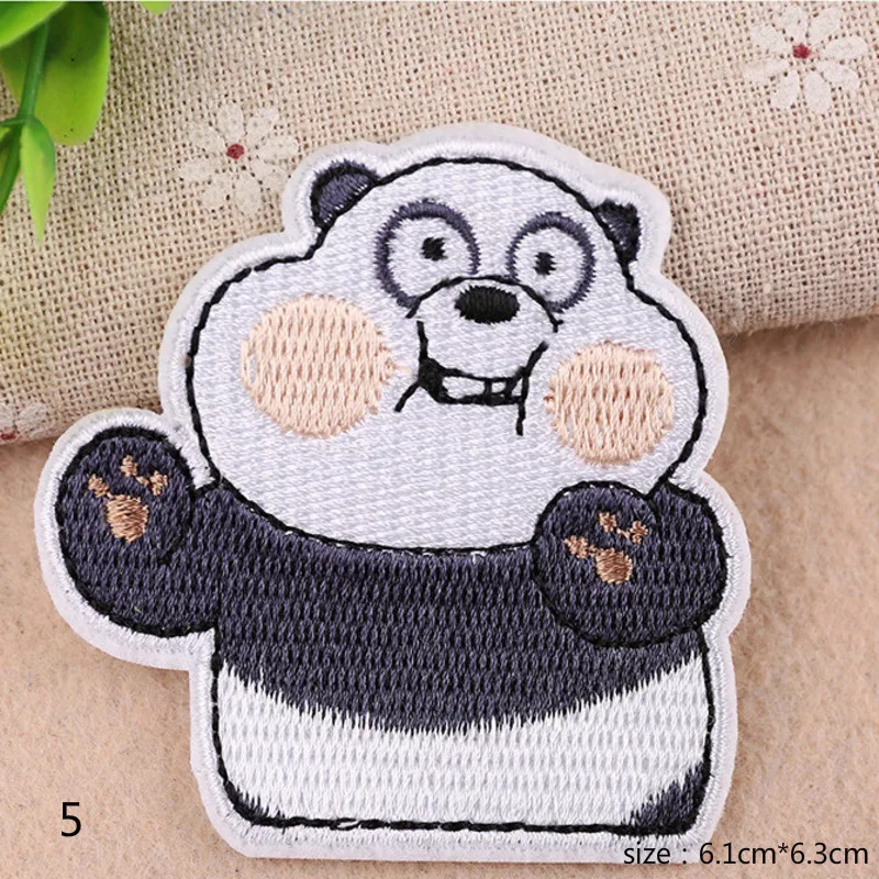 1 шт. Новое поступление милая панда коричневый медведь забавные животные железные нашивки для платья Детские швейные наклейки для аппликаций вышивка - Цвет: 5