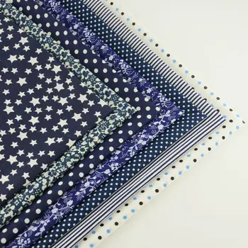 

Booksew Cotton Fabric Dark Blue Color 7PCS/lot Different Style Telas Tecido Quilting Tissu Sewing Cloth Project Patchwork CM
