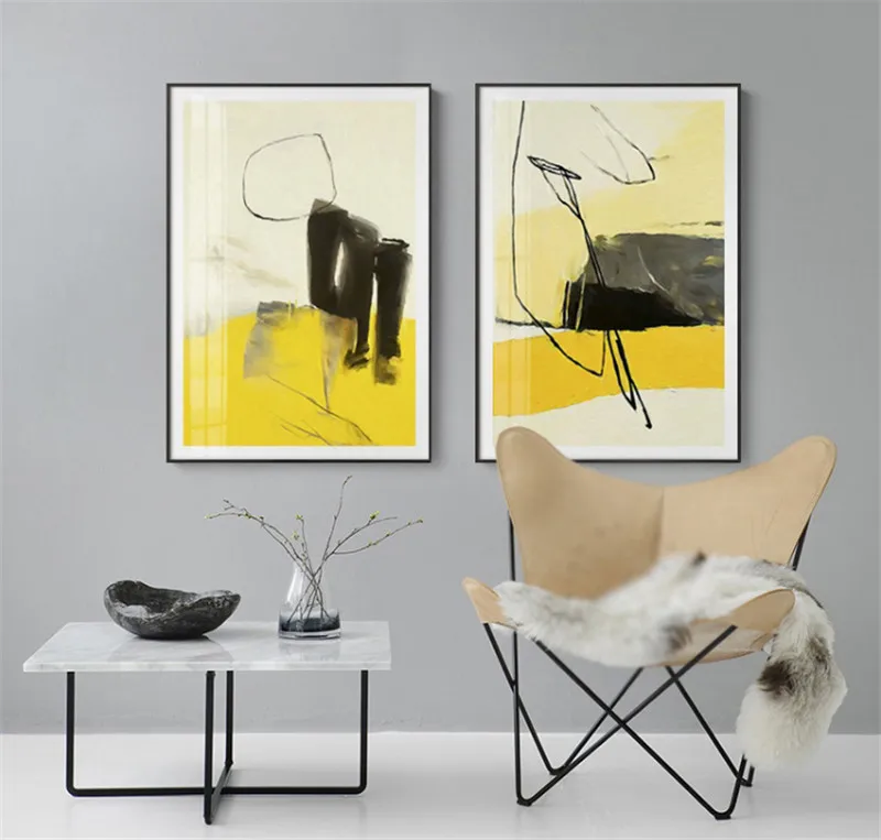 Yellow Abstract Geometry Canvas Art Print Painting Nordic Poster Posters And Prints Wall Pictures For Living Room DecorUnframed