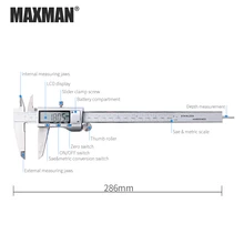 MAXMAN нержавеющая сталь высокая точность электронный цифровой штангенциркуль линейка измерительные приборы измерения Trammel