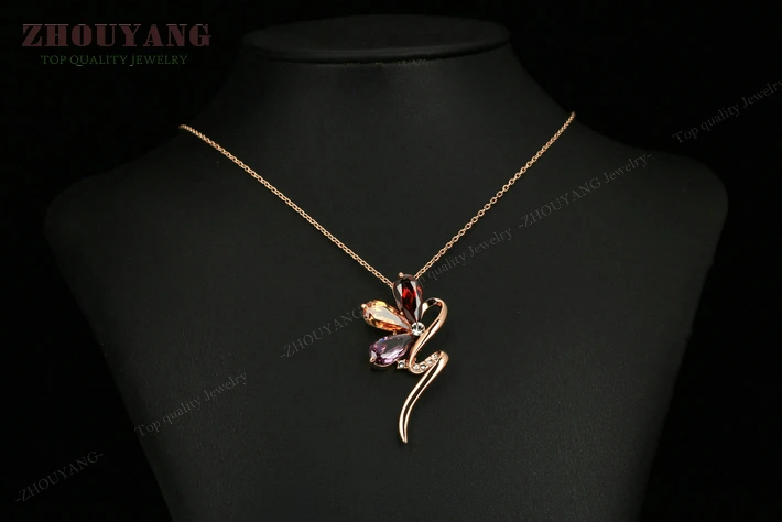 ZHOUYANG Top Quality ZYN074 Magic Snake Necklace Rose Gold Color Fashion Jewellery Nickel Free Pendant Crystal