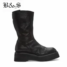 Черный и улица Ретро Винтаж натуральная кожа мотоциклы Мужские ботинки в ковбойском стиле, на застежке-молнии, на платформе, ручная работа, сапоги в стиле «панк»