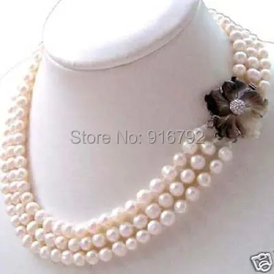

HYFY20143235e>>>Beautiful 3 row 7-8mm white freshwater pearl necklace