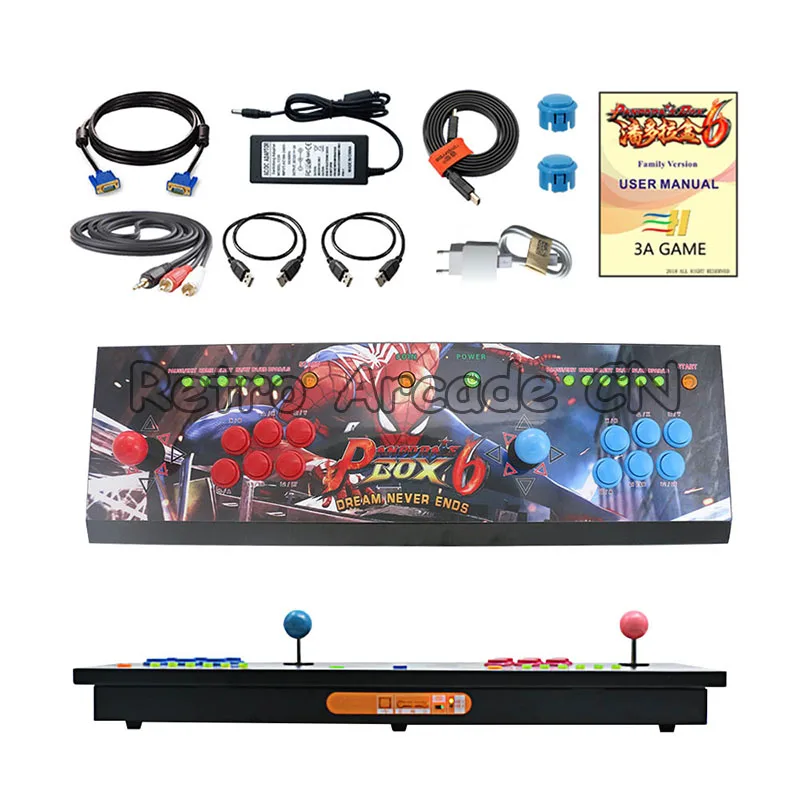 1 set 3A Game Original Pandora's Box 6 1300 in 1 arcade joystick 2 players iron LED console HDMI VGA usb to pc tv ps3 Tekken