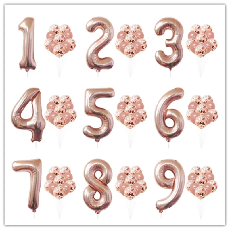 

32inch 1 2 3 4 5 6 7 8 9 years old happy birthday balloon Kids 1st Birthday ballon Number Foil Balloon rose gold party globos