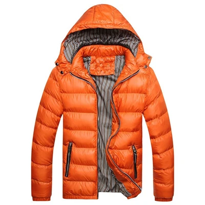 VISADA JAUNA, мужской пуховик, хлопковое пальто с капюшоном, приталенное, модное, повседневное, теплое, Осень-зима, для мужчин, большой размер, 5XL, N5108 - Цвет: Orange