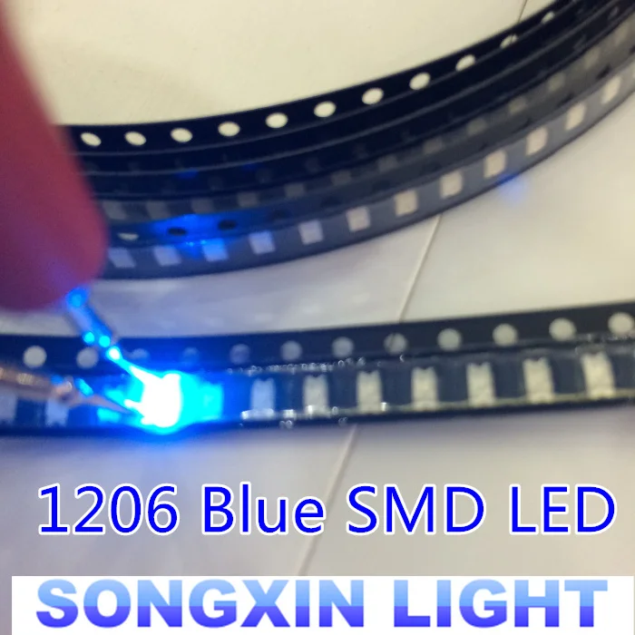 100 pcs SMD SMT 1206 Super bright BLUE LED lamp Bulb GOOD QUALITY 