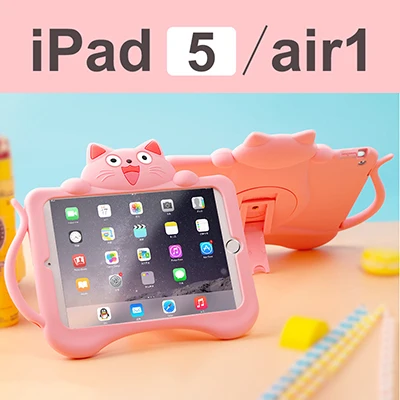 Милый 360 Вращающийся детский чехол для iPad mini 4 Air 1 2 5 6 мягкий силиконовый резиновый чехол для планшета с рисунком кота для IPad 2, 3, 4 - Цвет: P for ipad air 1