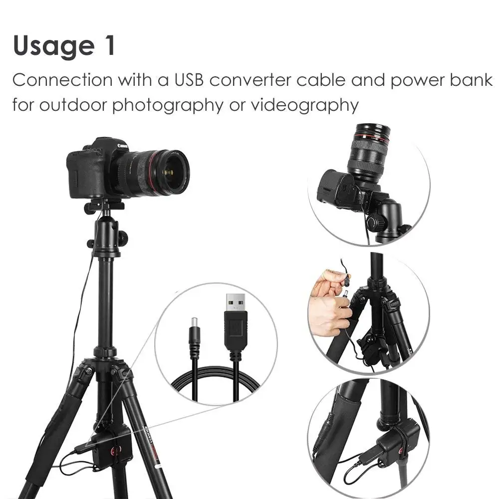 Внешний портативный муляж аккумулятора постоянного тока для Canon EOS 5D3 5D2 7D2 70D 60D 7D 6D