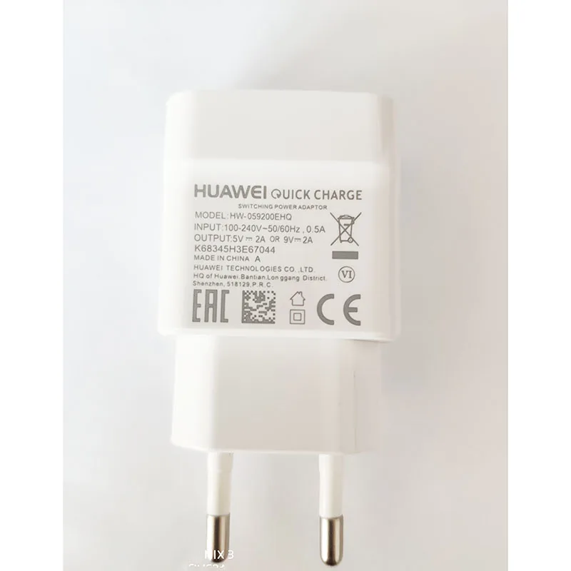 Быстрое зарядное устройство huawei QC2.0 9V 2A EU plug Usb 3,1 type-C кабель для быстрой зарядки смартфона P20 P30 Pro lite P9 P10 Nova 2 3 4 V10