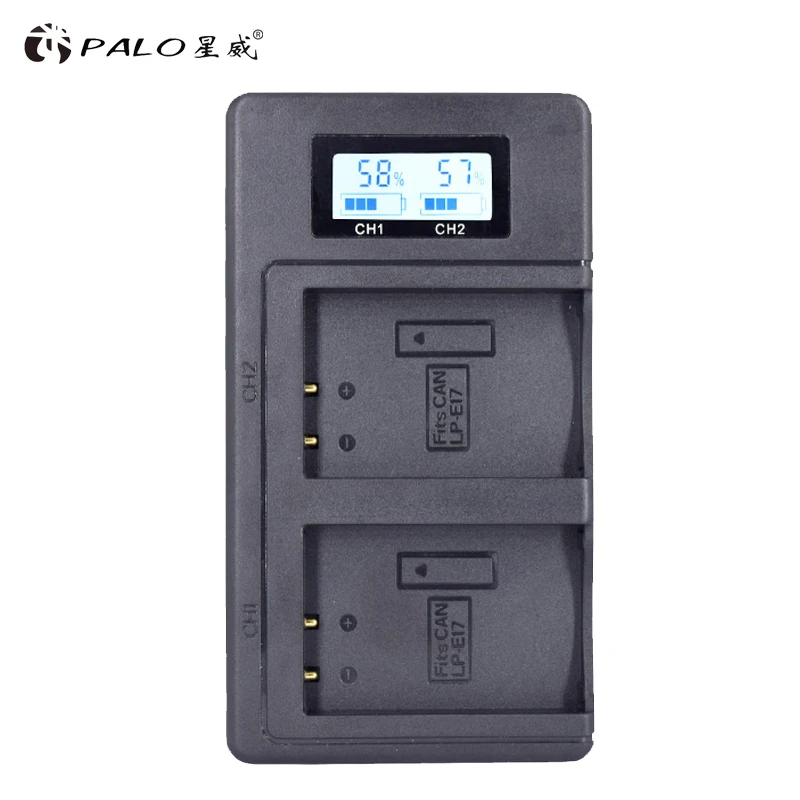 

PALO LPE17 LP E17 LP-E17 LCD USB Dual Charger for Canon EOS 200D M3 M6 750D 760D T6i T6s 800D 8000D Kiss X8i Cameras