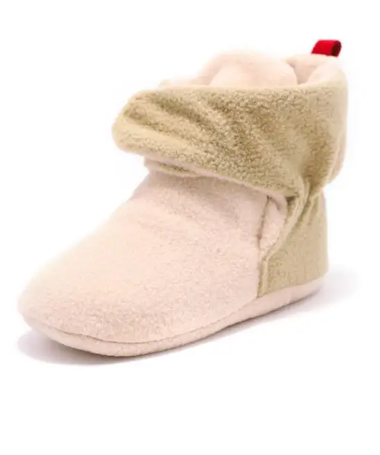 Домашние прогулочные ботинки унисекс для малышей, классические зимние супер теплые ботинки для новорожденных, мягкие ботинки для малышей - Цвет: beige-2