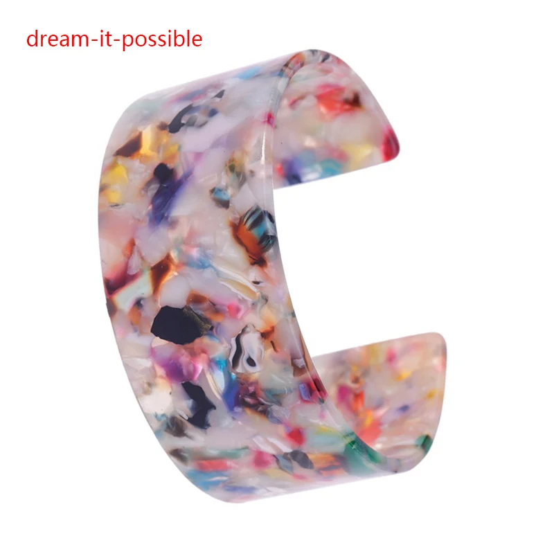 

Dream-it-possible nice designer new Acrylic wide bracelet opening acetic acid plate bangle ethnic jewelry for woman 2019 charm